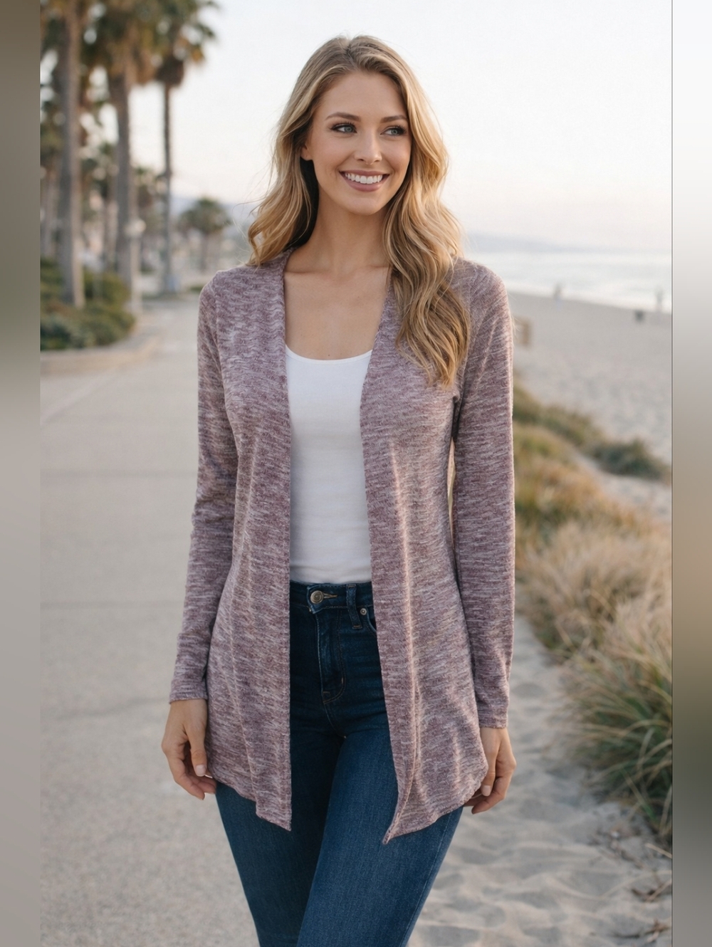 Charlotte Russe Pinkish Purple Cardigan Women’s Size Small Boho Fall Winter